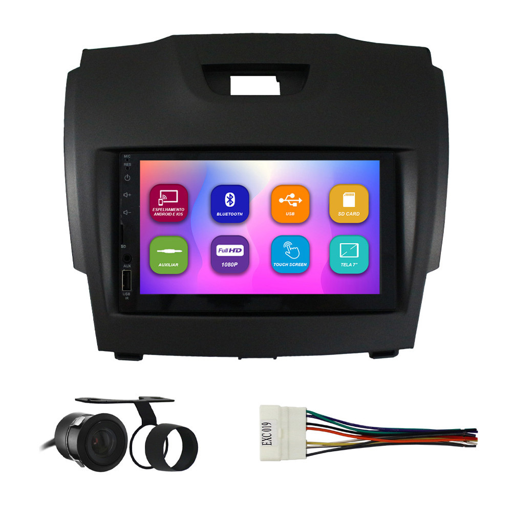 Kit Multimídia 7 Pol S-10 Trailblazer 2012 2013 2014 2015 2016 Espelhamento Android Ios 2 Din Cinza Camera Ré em Oferta na Shopee