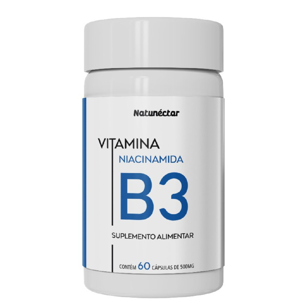 Vitamina B3 Niacinamida 35mg 60 Capsulas Natunectar 500mg Niacina Humor Sono Estresse