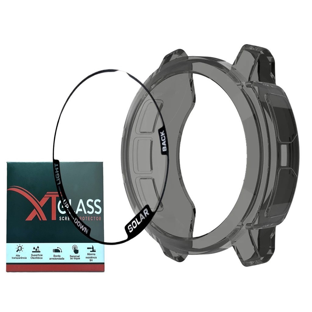 Capa de Proteção Lateral + Pelicula Xtglass Compatível Com Garmin Instinct 2