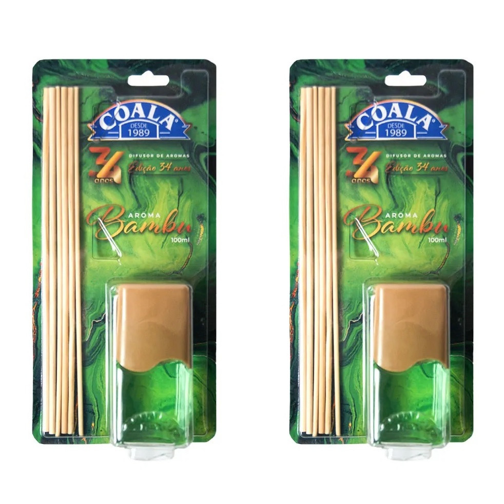 Kit 2 Coala Difusor de Aromas e Ambientes Bambu 100ML - Com Varetas - Perfumado