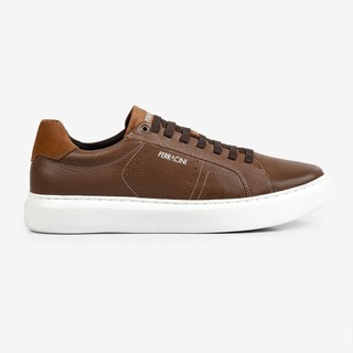 Tênis Masculino Couro Ferracini Casual Calce Fácil Elegante Marvin Marrom 7316-683E