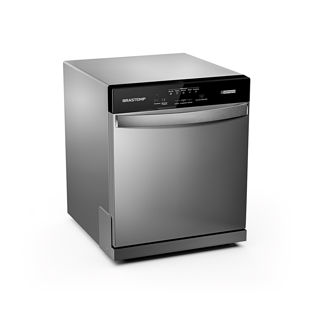 Imagem Lava Louças Brastemp 8 Serviços com Função Acquaspray BLF08BS Cinza Metálico 110V