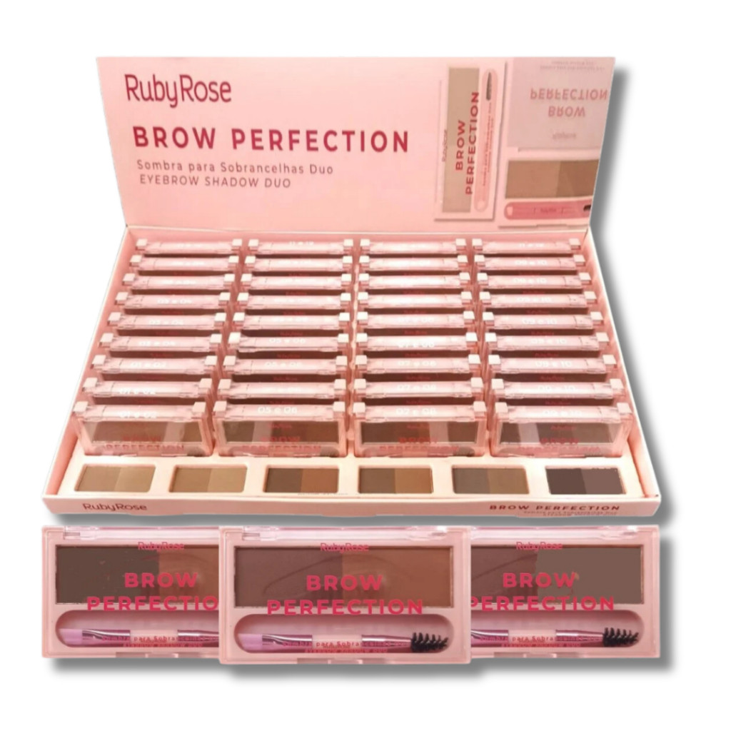 Box com 36 Unidades Sombra para Sobrancelha Duo Brow Perfection - Ruby Rose