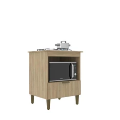 Balcão para Cooktop 4 Bocas com Espaço para Forno Iara 1 Porta 70cm Dourado - J Carvalho