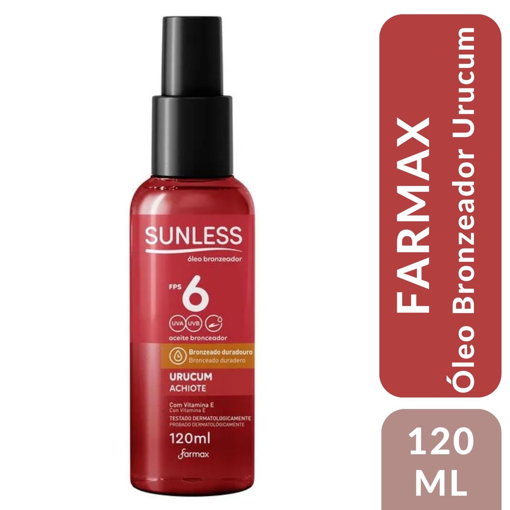 Óleo Bronzeador Sunless Urucum Achiote FPS 6 120ml - Hidratação e Brilho