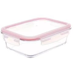Pote Marmita de Vidro Retangular Transparente Hermética 1L com Trava Invicta