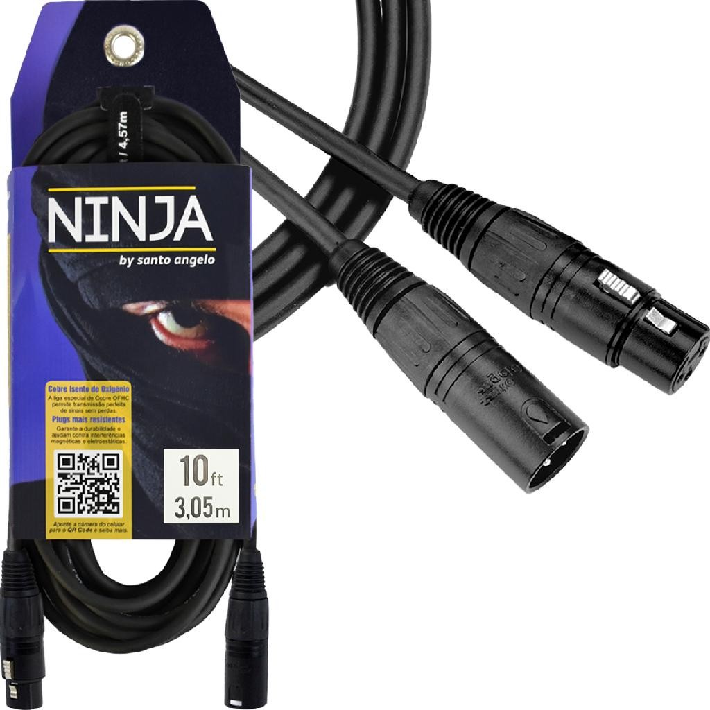 Cabo De Microfone Santo Angelo Ninja Xlr X Xlr 3,05m Lw 10ft