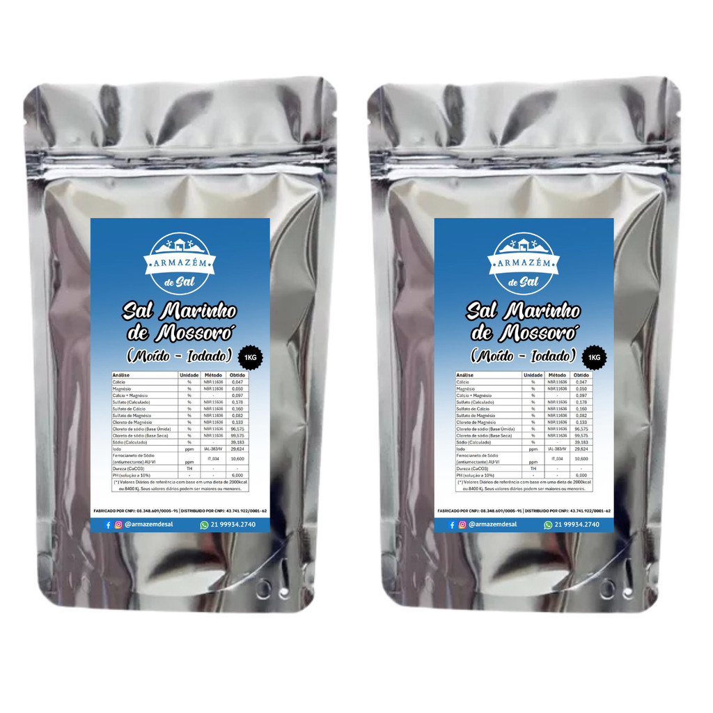 Sal Marinho Iodado 2 kg Salinas Mossoró Moído em Oferta na Shopee