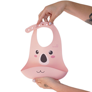 Babador de Silicone TurmaTube Rosa | Coala com Pega Migalhas e Fecho Ajustável em Oferta na Shopee