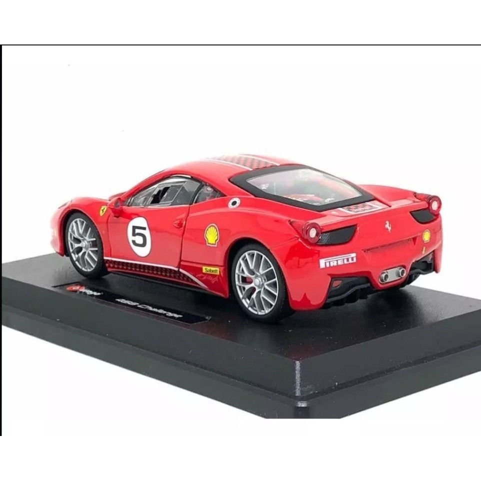 Miniatura Carro Ferrari 458 Challenge #5 - Ferrari Racing - Vermelho - 1:24 - Burago