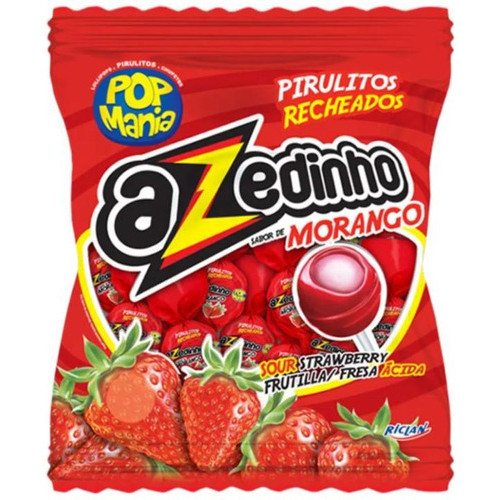 Pirulito Pop Mania Azedinho Morango 500g C/42uni - Pop Mania