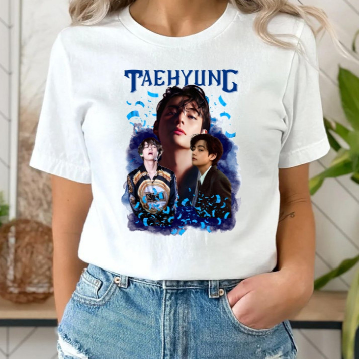 Camiseta Camisa 100%Algodão  Unissex Bts Kim Tae-Hyung Of Bts V K-pop Lançamento
