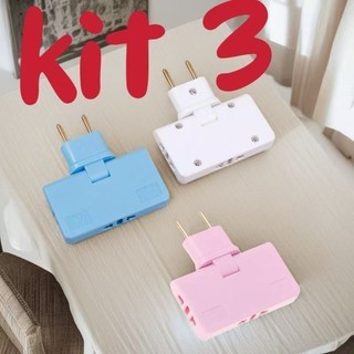 Kit  3 Adaptador de extensão de plugue de alimentação 3 em 1 ajustável em 180 graus  MARI…