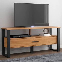 Rack Para Sala de Estar TV 55 Pol 1 Gaveta York D03 Freijó Preto Fosco - Lyam Decor