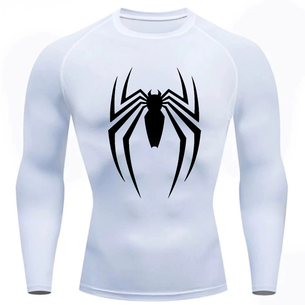 Camisa Compressão Proteção Uv 50+ Estampada Tecido Gelado Segunda Pele Manga Longa Aranha Venom Rash Guard