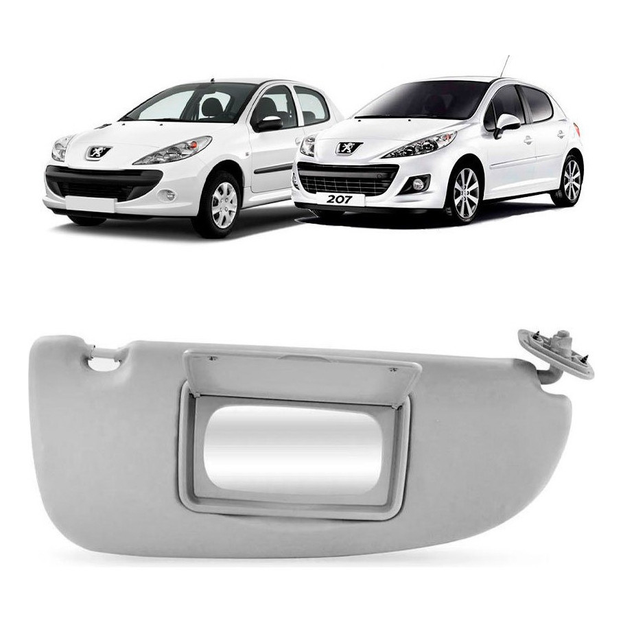 Quebra Sol Cinza Com Espelho Peugeot 206/207 Lado Esquerdo