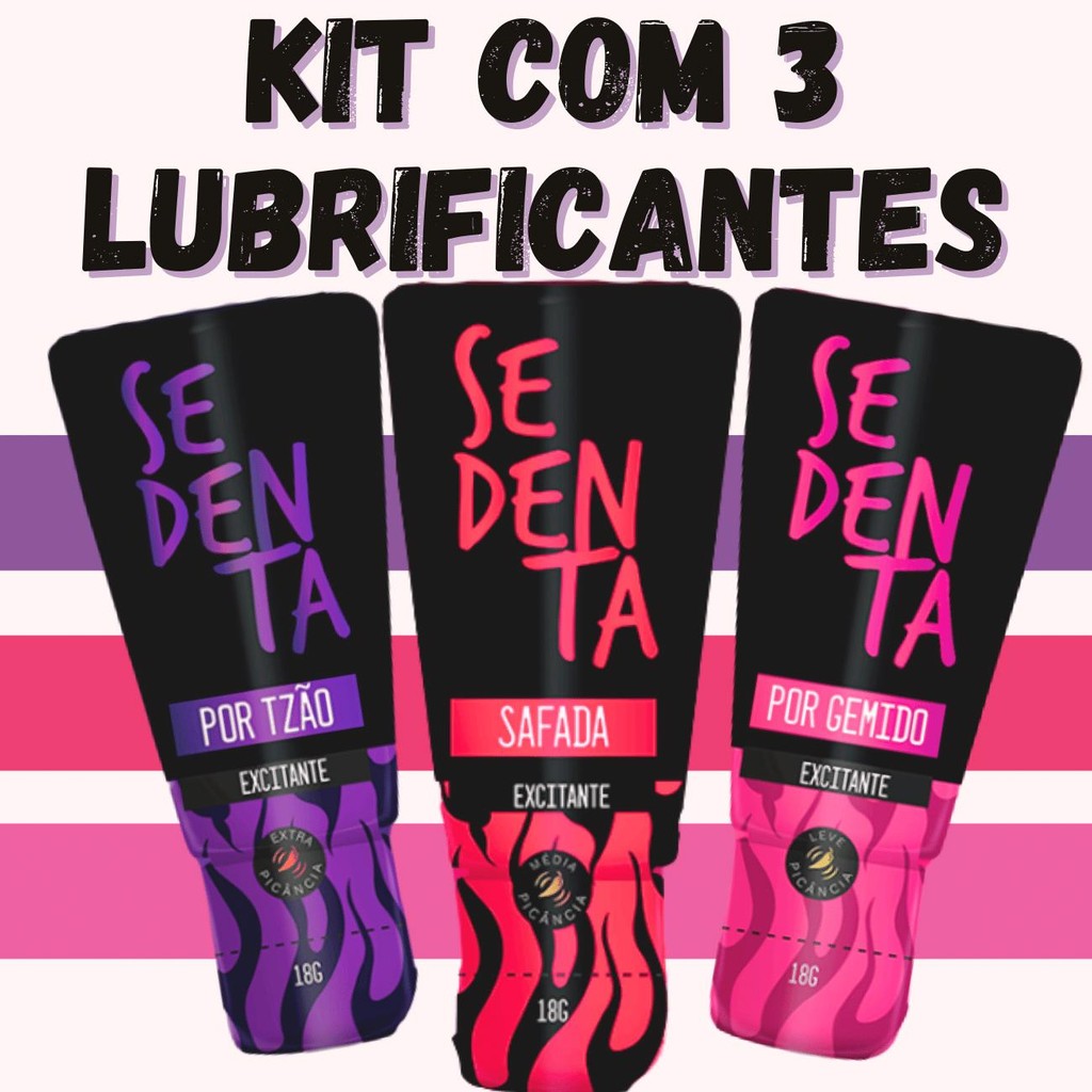 Kit Lubrificante em Gel Sendenta Tesão Gemido e Safada 3 em