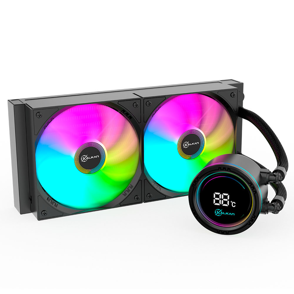 WATER COOLER KALKAN ALPHA 240MM ARGB TELA DIGITAL AMD/INTEL PRETO KLK00047