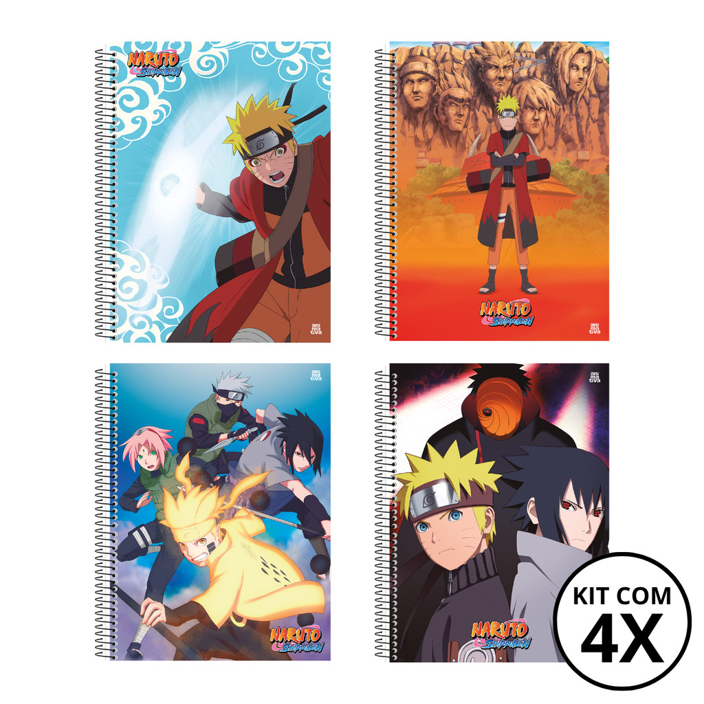 Kit Com 04 Caderno 20 Matérias Universitário Naruto 240 Folhas  - Animativa em Oferta na Shopee