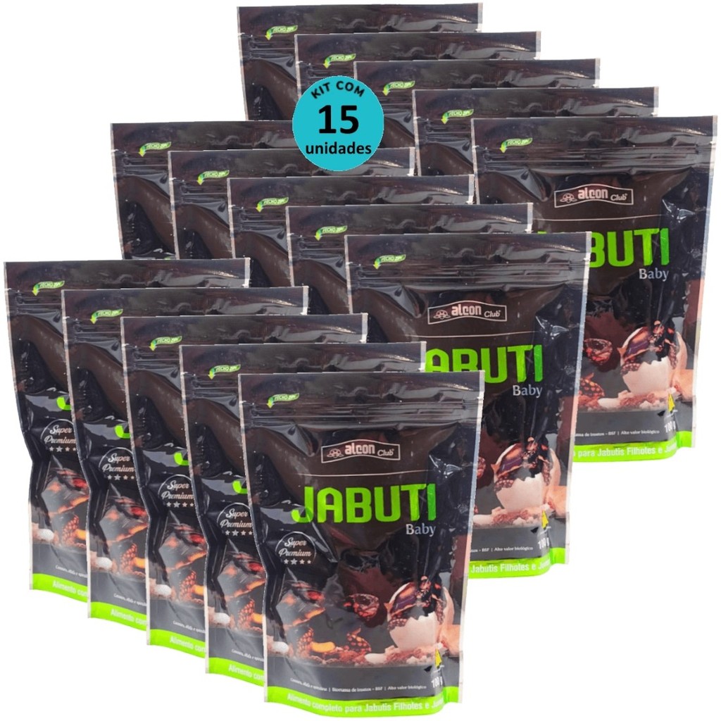 Alcon Club Jabuti Baby 100g Super Premium Kit Com 15 Ração Para Tartaruga Jabuti Filhote e Juvenil