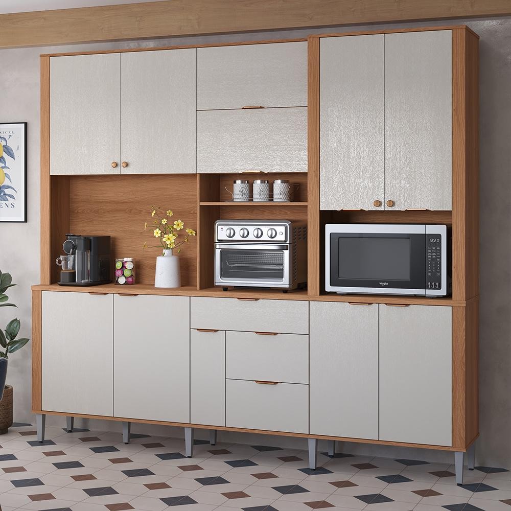 Cozinha Compacta Astra 2,40m Lukaliam Móveis 10 Portas e 4 Gavetas