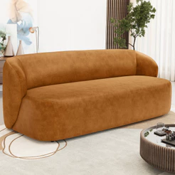 Sofá 2 Lugares Orgânico Para Sala de Estar Living 170cm Heidy F04 Couríssimo Whisky - Lyam Decor