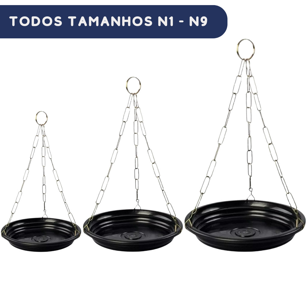 Kit Prato De Vaso Xaxim + Corrente | Todos Tamanhos