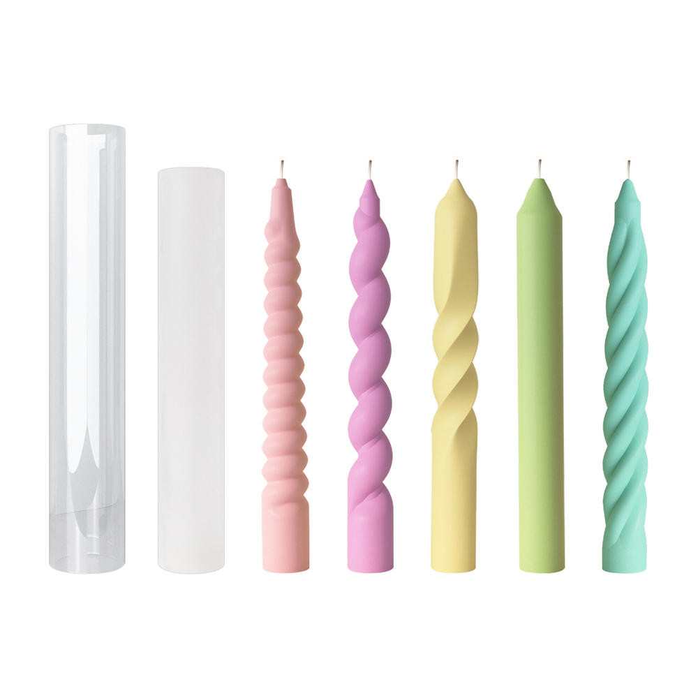 Moldes De Vela De Silicone Cônicos Torcidos 3D , Cilindro Espiral Longo Para Aromaterapia , Cera De Soja , Sabão , Argil