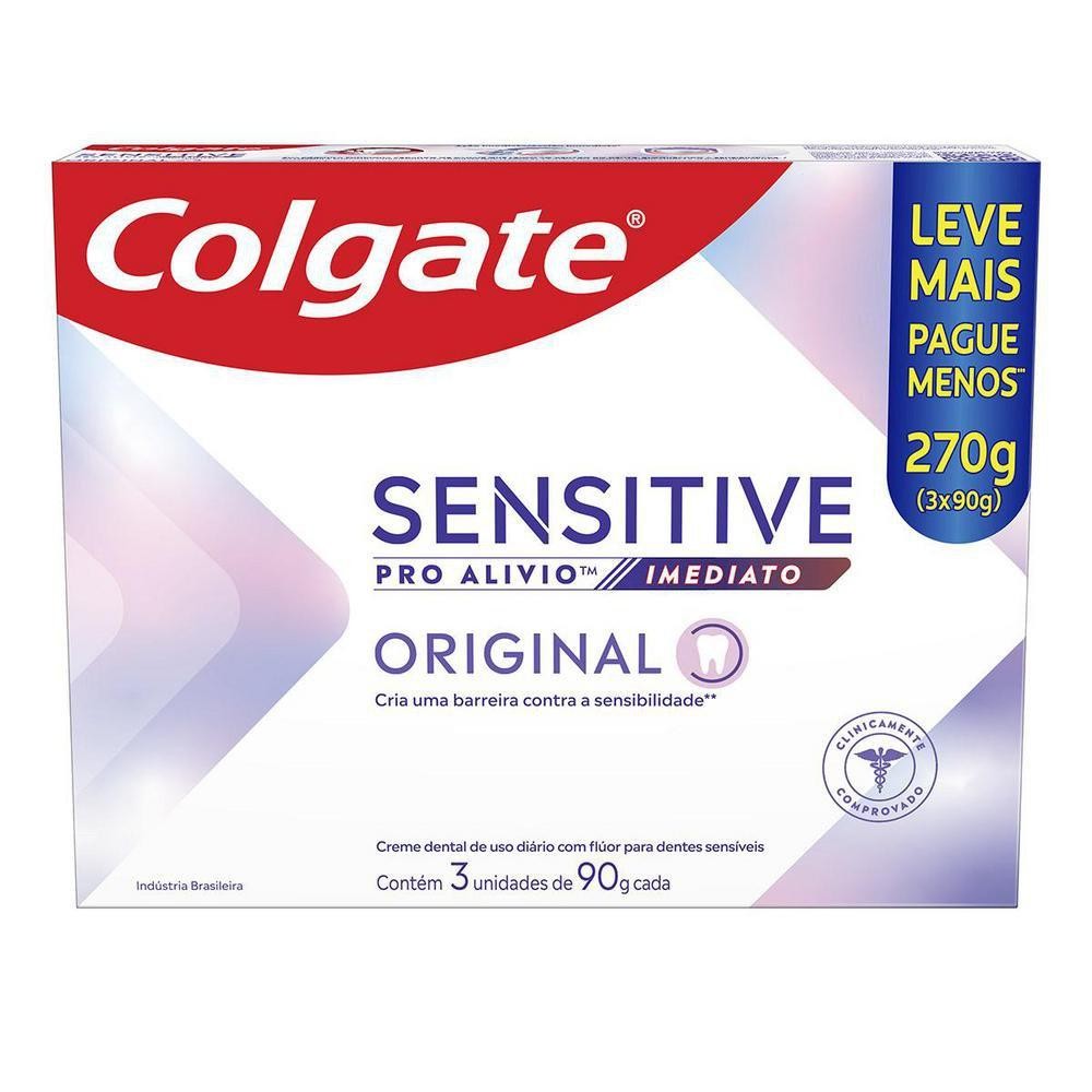 Creme Dental Colgate Sensitive Pro-Alívio Imediato Original 90g Leve 3 Pague 2 - Health