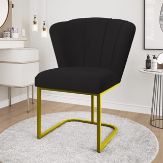 Cadeira Jantar Flor Base de Ferro Dourada ou Preta Veludo Mesa Cozinha Balaqui Decor em Oferta na Shopee