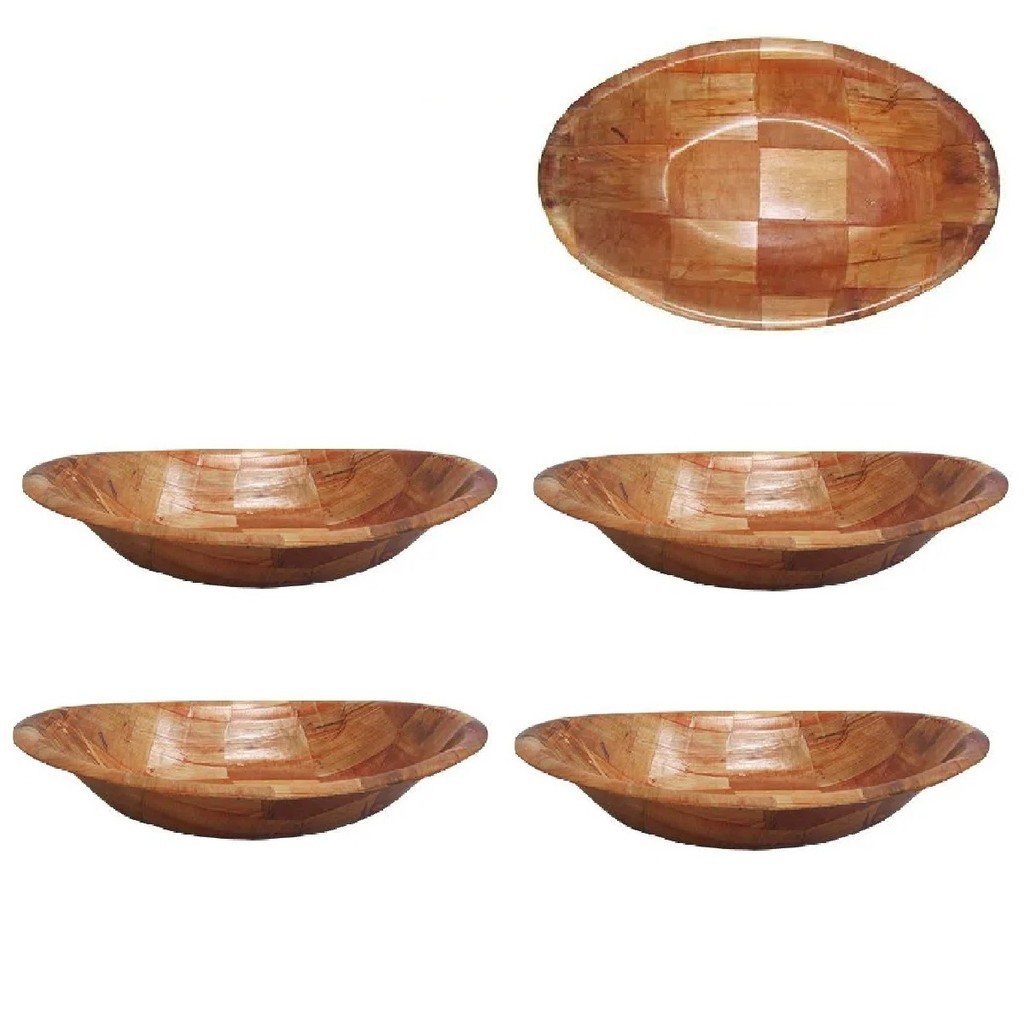 4 Gamelas Travessa Tigela Bambu Servir Petiscos Cozinha 26cm