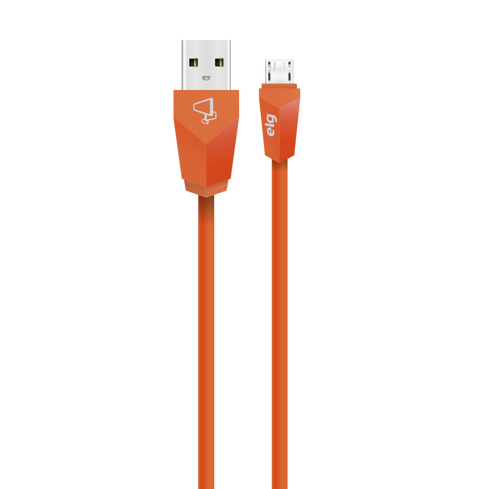 Cabo Micro USB, Sincronização e Recarga 12W 2.4A, com Blindagem, 1,8 metro, Laranja, M518LR, ELG