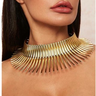 Exagerado Colar De Metal Estilo Étnico Gargantilha Flor Feminina Corrente De Anel De Pescoço em Oferta na Shopee