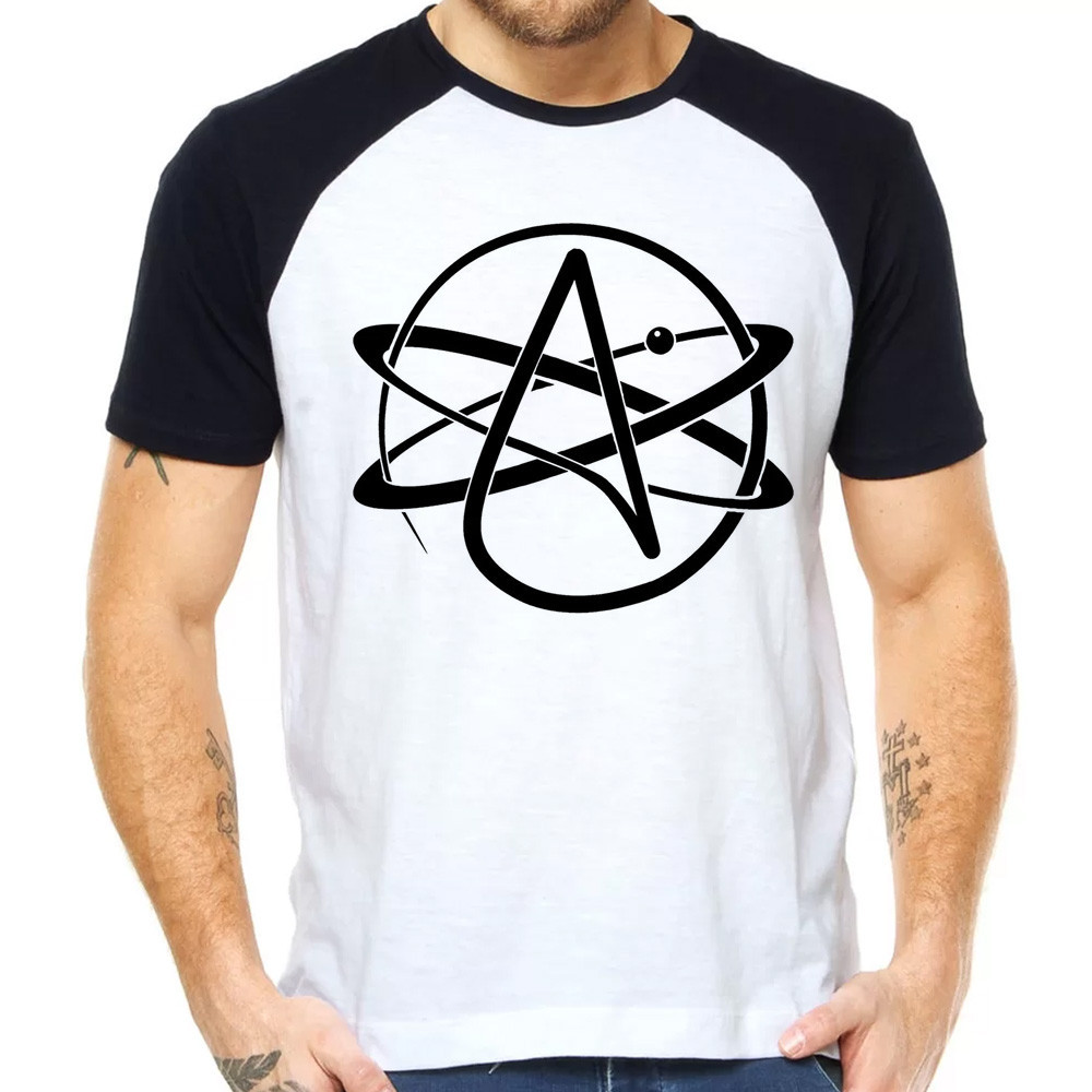 Camiseta Ateísmo Ateu Ateia Símbolo Logo Camisa Blusa Raglan