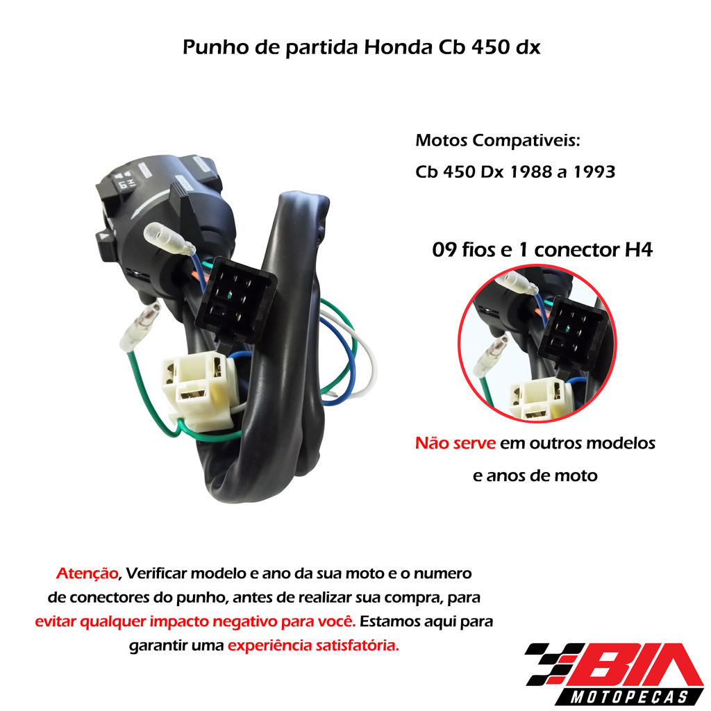 Kit Chave Partida Ignição e Punho Luz CB 450 1988 1989 1990 1991 1992 1993 — imagem 2 de 2