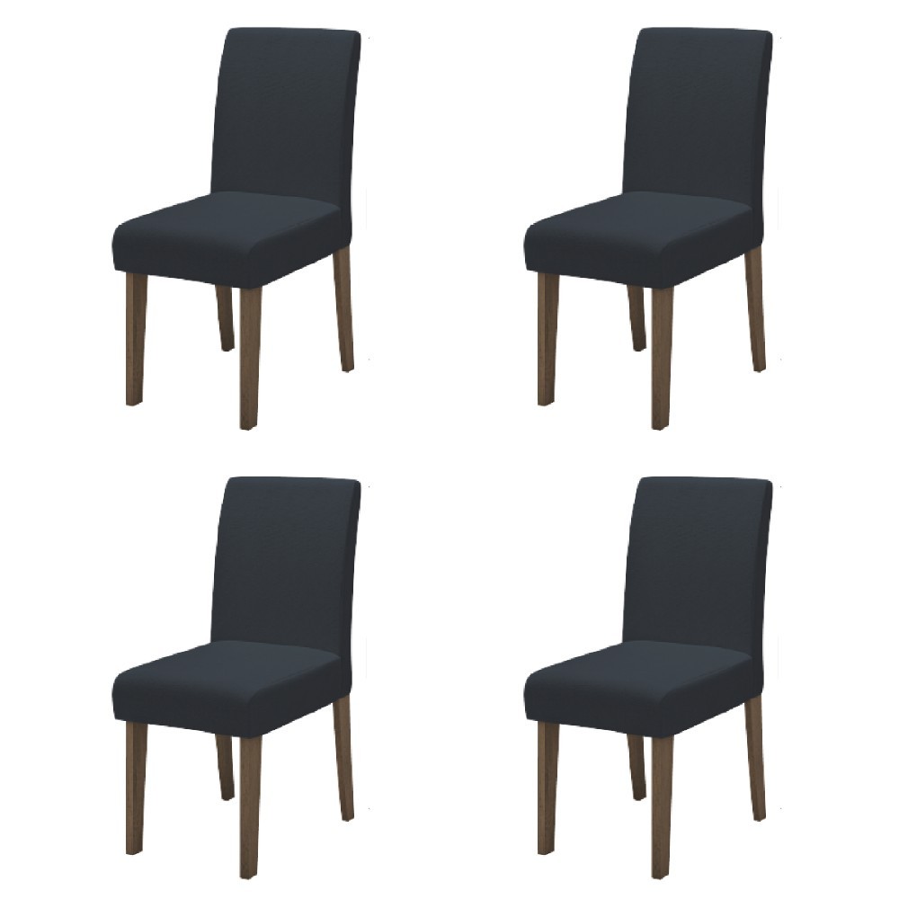 Conjunto Com 4 Cadeiras Estofada Sala de Jantar Trieste Siena Cedro / Chumbo Dobuê - Home & Living