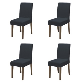 Conjunto Com 4 Cadeiras Estofada Sala de Jantar Trieste Siena Cedro / Chumbo Dobuê em Oferta na Shopee