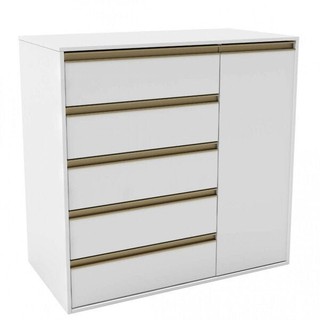 Cômoda 5 Gavetas 1 Porta Auriva  Branco em Oferta na Shopee