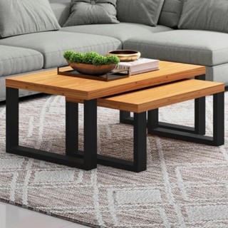 Kit 2 Mesas de Centro Retangulares Industrial em Oferta na Shopee