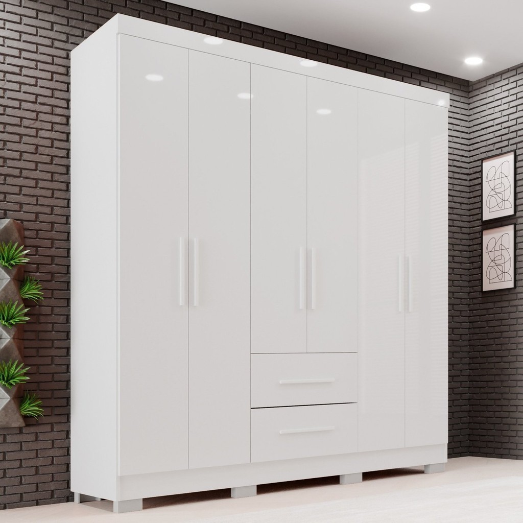 Guarda-roupa Casal 6 Portas 2 Gavetas Estrela Premium - Home & Living