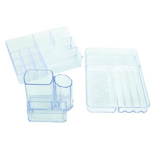 KIT COM 3 ORGANIZADORES DE MAQUIAGEM NATURAL em Oferta na Shopee