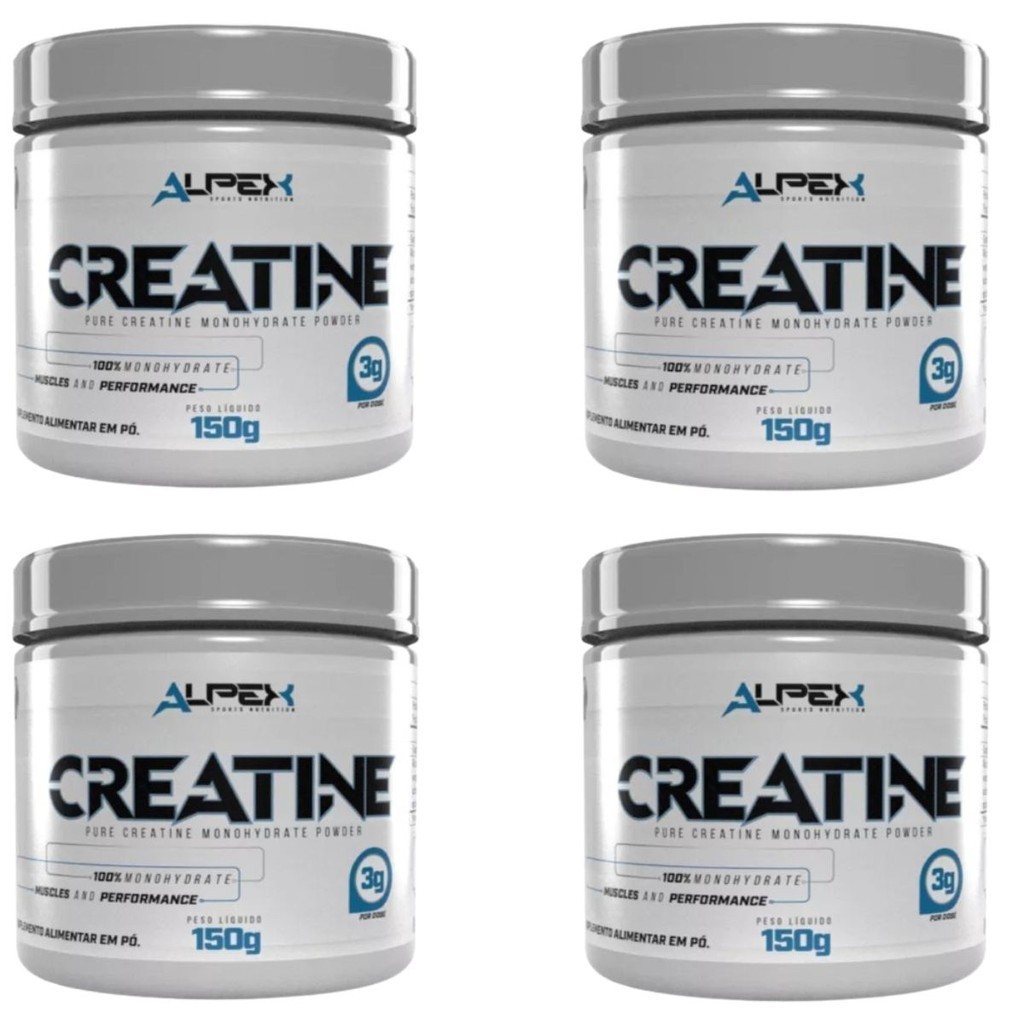 Kit 4x Creatina Monohidratada 150g Pura Alpex Nutrition