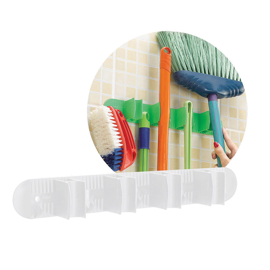 PORTA VASSOURAS COM 4 ENCAIXES E GANCHO em Oferta na Shopee