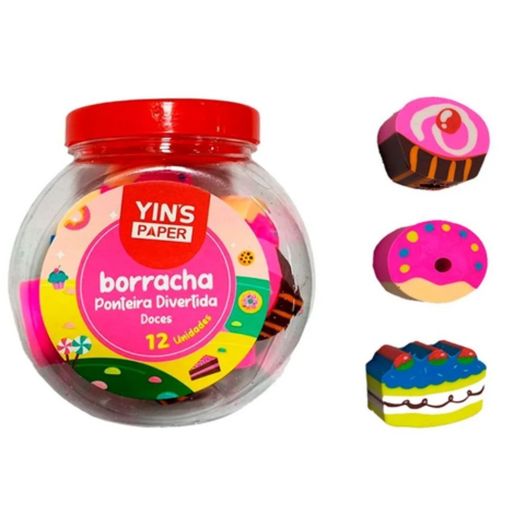 Borracha de Ponteira Divertida Doces com 12 unidades