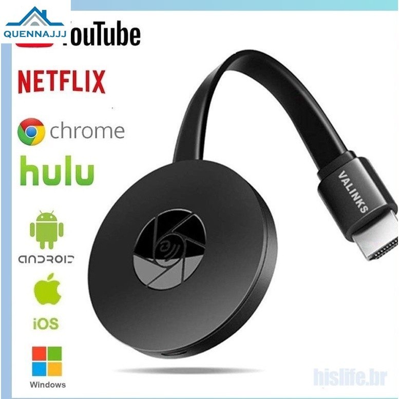 QJ Chromecast G2 4K Ultra HD Para Transmissão De TV De Alta Definição Google Miracast