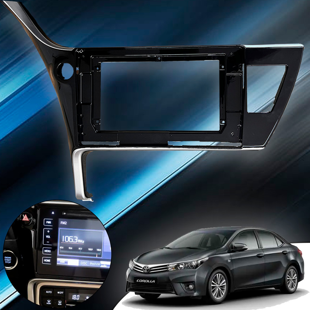 Moldura 2 Din Painel Tela MP5 Dvd 10 Polegadas Corolla 2018/2019 Black Piano Preto Brilhante