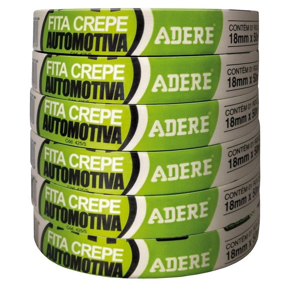 Fita Crepe Adere Alta Resistencia Automotiva Referencia 425 18mmx50M - Embalagem com 6 Unidades em Oferta na Shopee