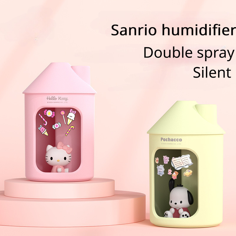 Sanrio Cinnamoroll Hello Kitty Kuromi Pochacco Umidificador De Pulverização Dupla De Grande Capacidade Para Dormitórios Domésticos Silencioso Com Iluminação Ambiente