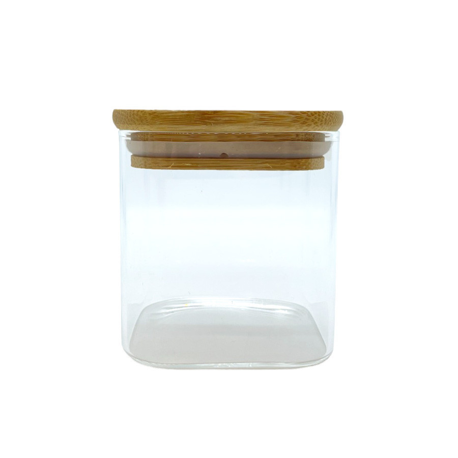 Pote de Vidro Hermético com Tampa de Bambu - 8x8cm - 325ml - 1 unidade - Rizzo - Home & Living
