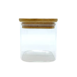 Pote de Vidro Hermético com Tampa de Bambu - 8x8cm - 325ml - 1 unidade - Rizzo